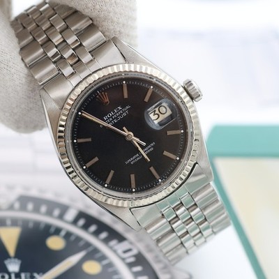 Rolex Datejust Ref. 1601 - Weißgold Lünette - schwarzes Zifferblatt - Jubiläumsarmband