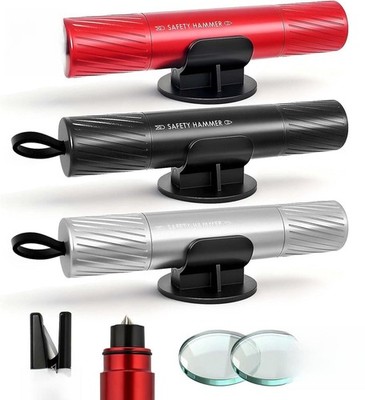 3-Pack Car Safety Hammer, Seatbelt Cutter Emergency Escape Tool & Window Breaker