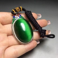 Imperial Green Gemstone Inlaid Pendant Necklace Mount Jewelry Gift Accessory