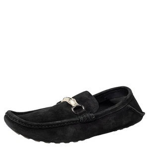 Mocassins à enfiler Gucci noir daim bambou Horsebit taille 46