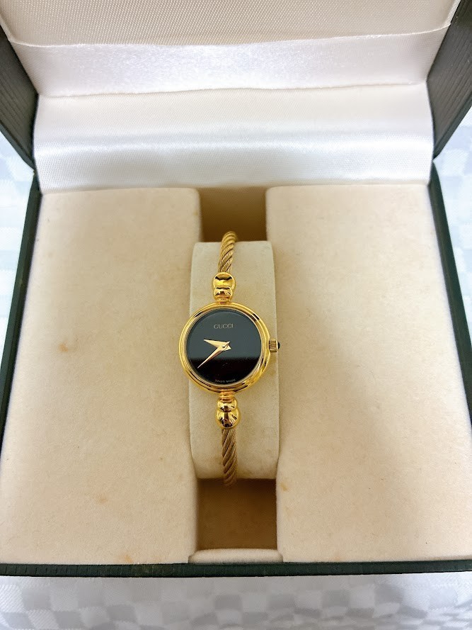 Gucci 2700L Twisted Rope Cable Gold Plated Bangle Excellent W/Box