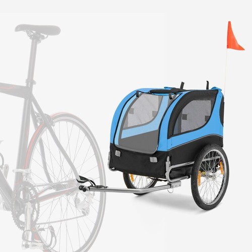 Dog Bike Trailer Cart Folding Pet Bicycle Carrier w/Zippered Doors 2Mesh Windows - Picture 5 of 10