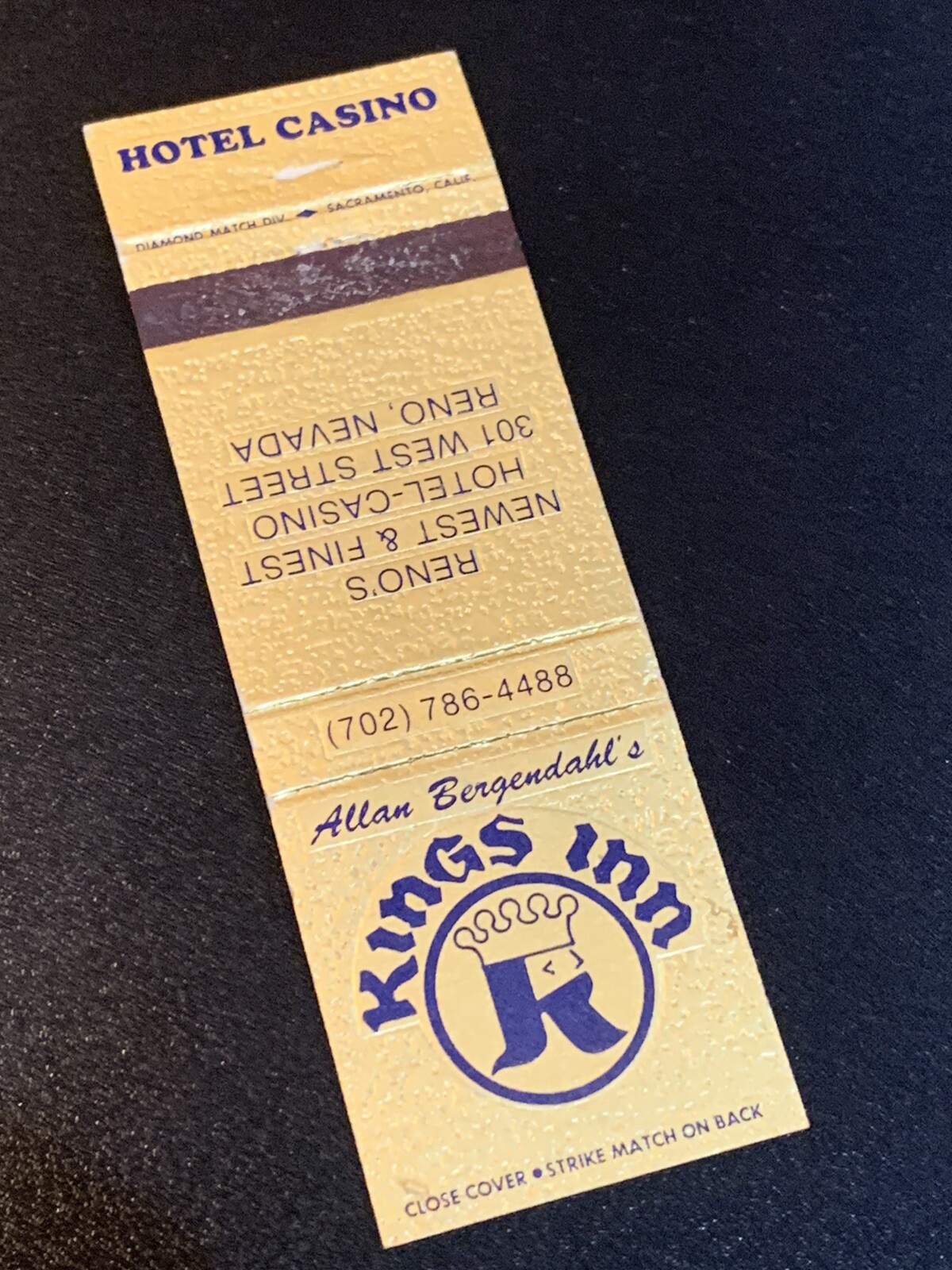 Vintage Nevada Matchbook: “Kings Inn Hotel Casino” Reno, NV | eBay