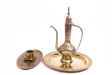 5 szt. Zestaw do palenia Taca Talerz Dzbanek Kubek Popielniczka Mosiądz Ręcznie robiony