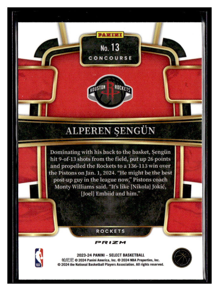 アルペラン・シェングン　SELECT AUTO PSA10 IN FlIGHT 2023-24 Panini Select #13 Alperen Sengun Concourse Orange