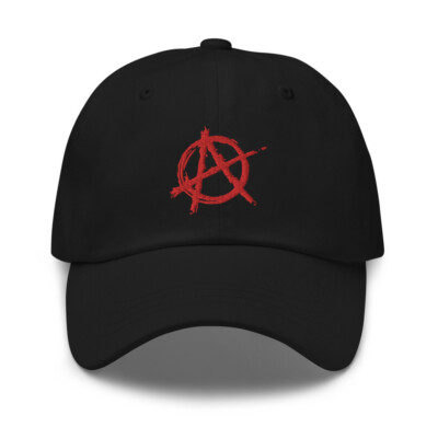 Red Anarchy Sign Punk Chaos and Rock n' Roll Embroidered Baseball Cap Dad hat 