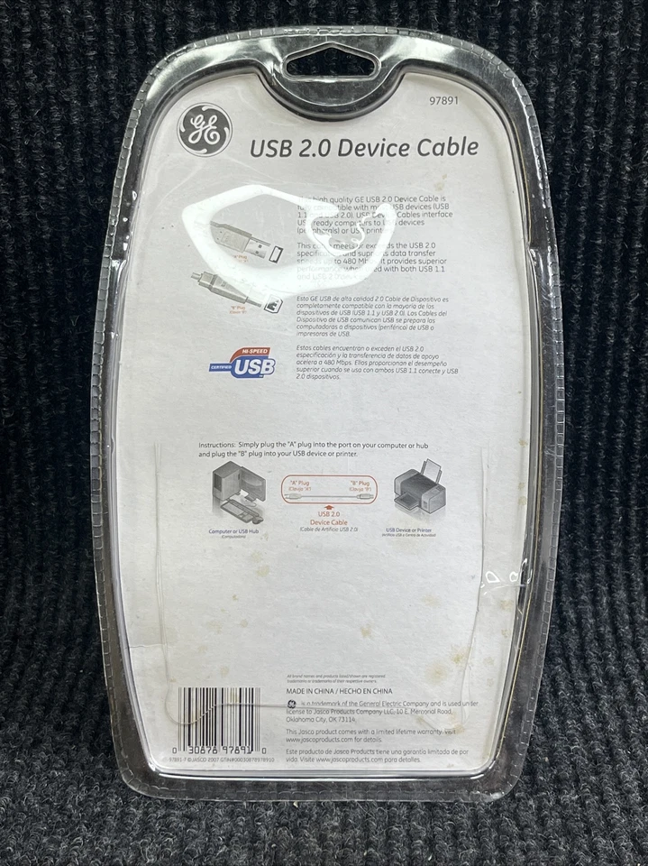 Brand NEW GE USB 2.0 Hi-Speed 6 FT. Foot Device Cable Printer Windows Macintosh - Image 3 of 4