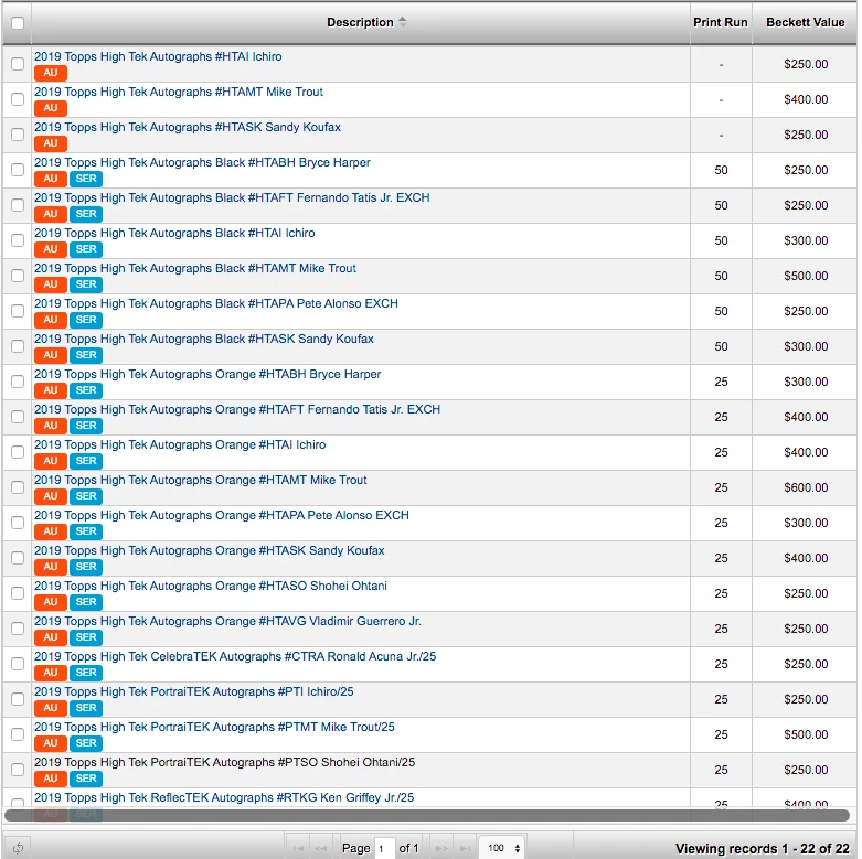 2019 Topps High Tek Hobby MINI-BOX 1 AUTO Look4 Ronald Acuna Tatis Trout Harper - Image 3 of 4