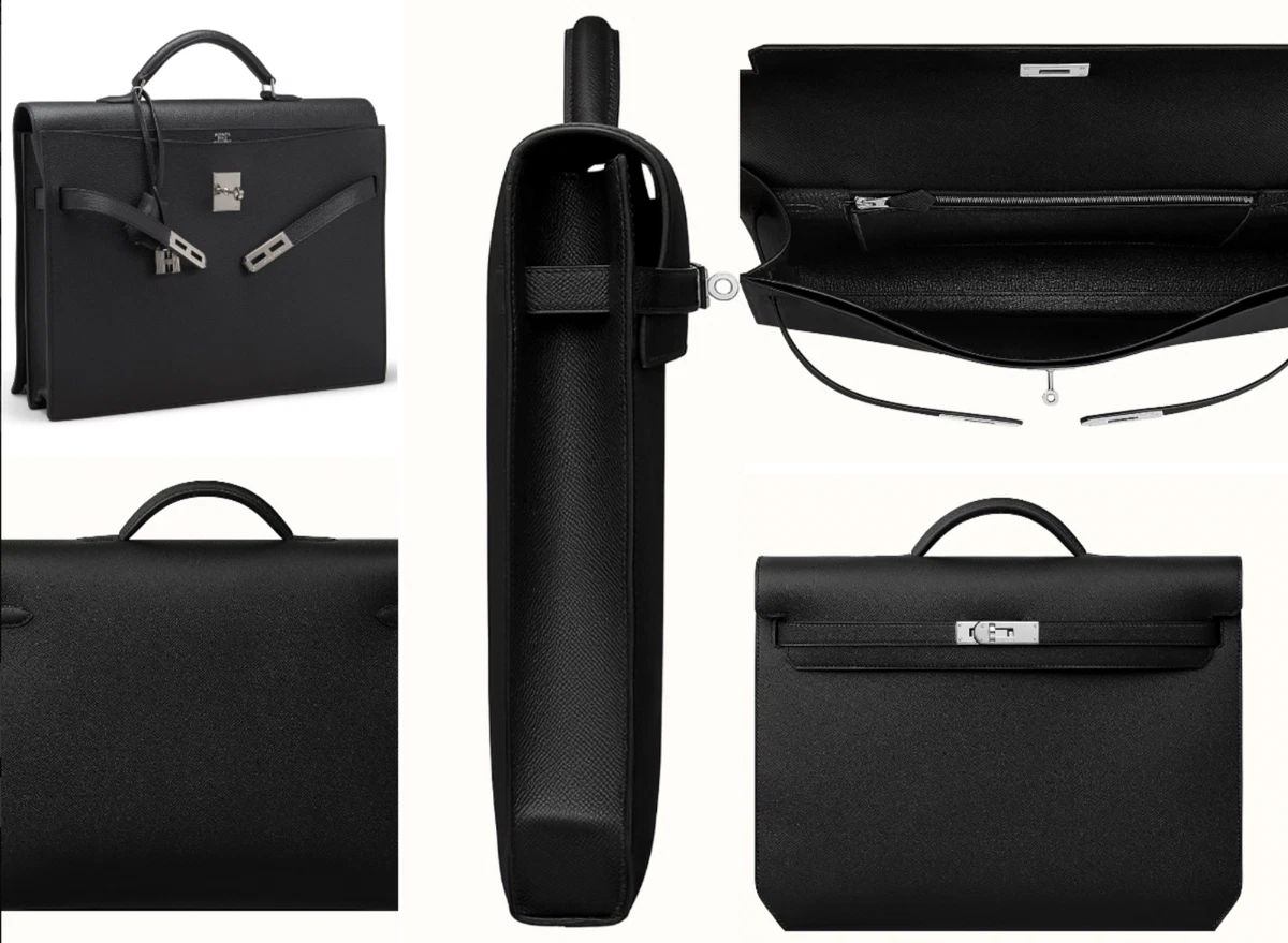 Replica Hermes Kelly Depeche 38 Briefcase In Black Calfskin