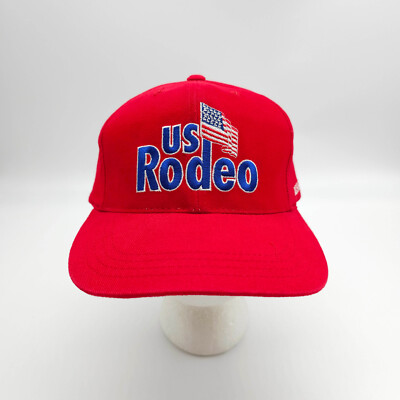 Resistol US Rodeo 10x Red Strapback Hat Vintage American Flag Cap