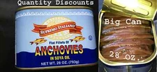 Big Anchovies FLAT Fillets in Oil 793gm "28 OZ" Anchovy TASTY! FREE SHIP! SAVE