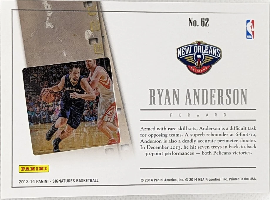 Ryan Anderson 2013-14 Panini Signatures CELL ROJO RUBÍ #/10 Pelicans Rockets Foto 2 de 2