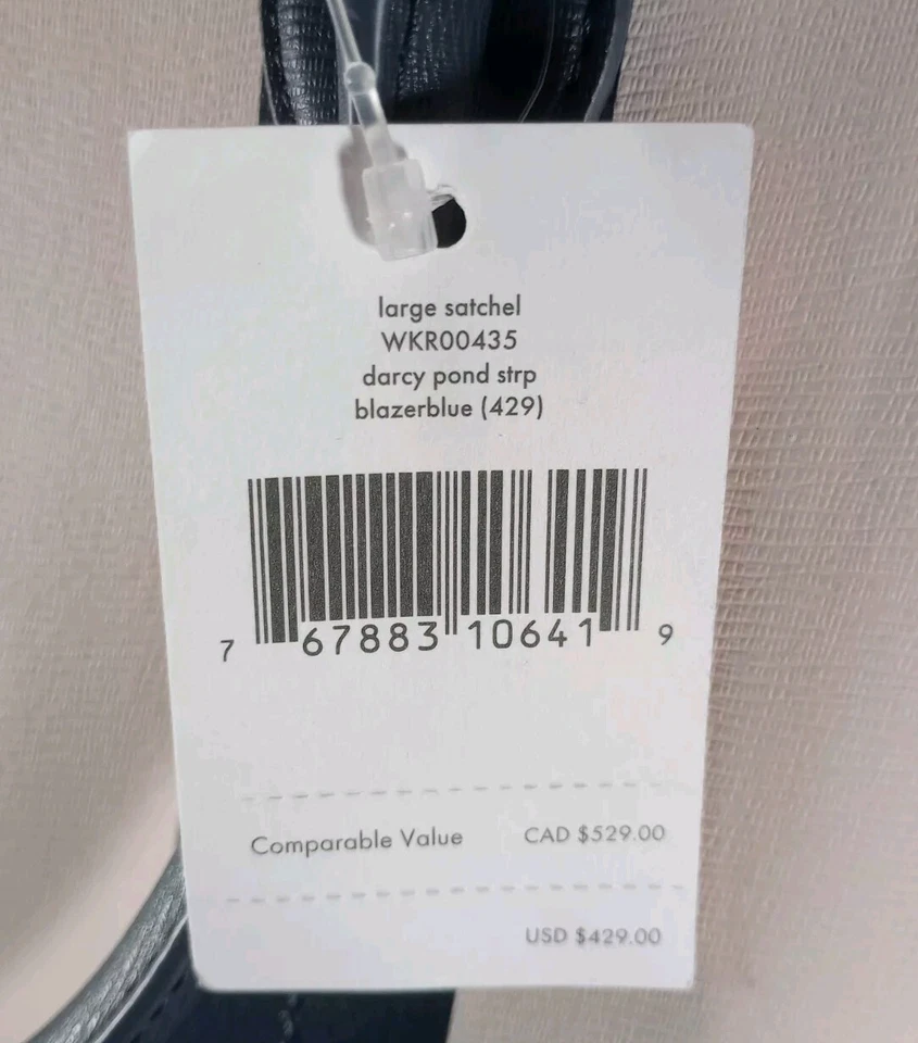 Darcy Pond Blazer Blue Stripe Large Satchel With Shoulder Option *New With Tags* - Image 3 of 4