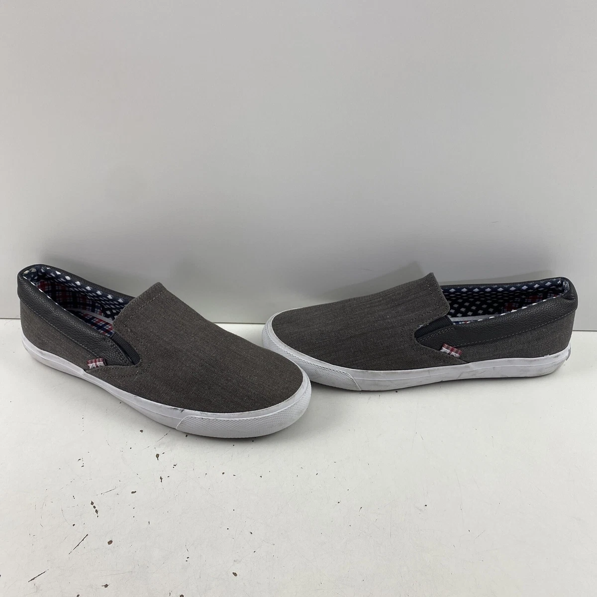 Ben Sherman Mens Grey Fabric Slip On Laceless Sneakers BNMS19104 Size 10.5 Amazon.com | Ben Sherman Men main image 3