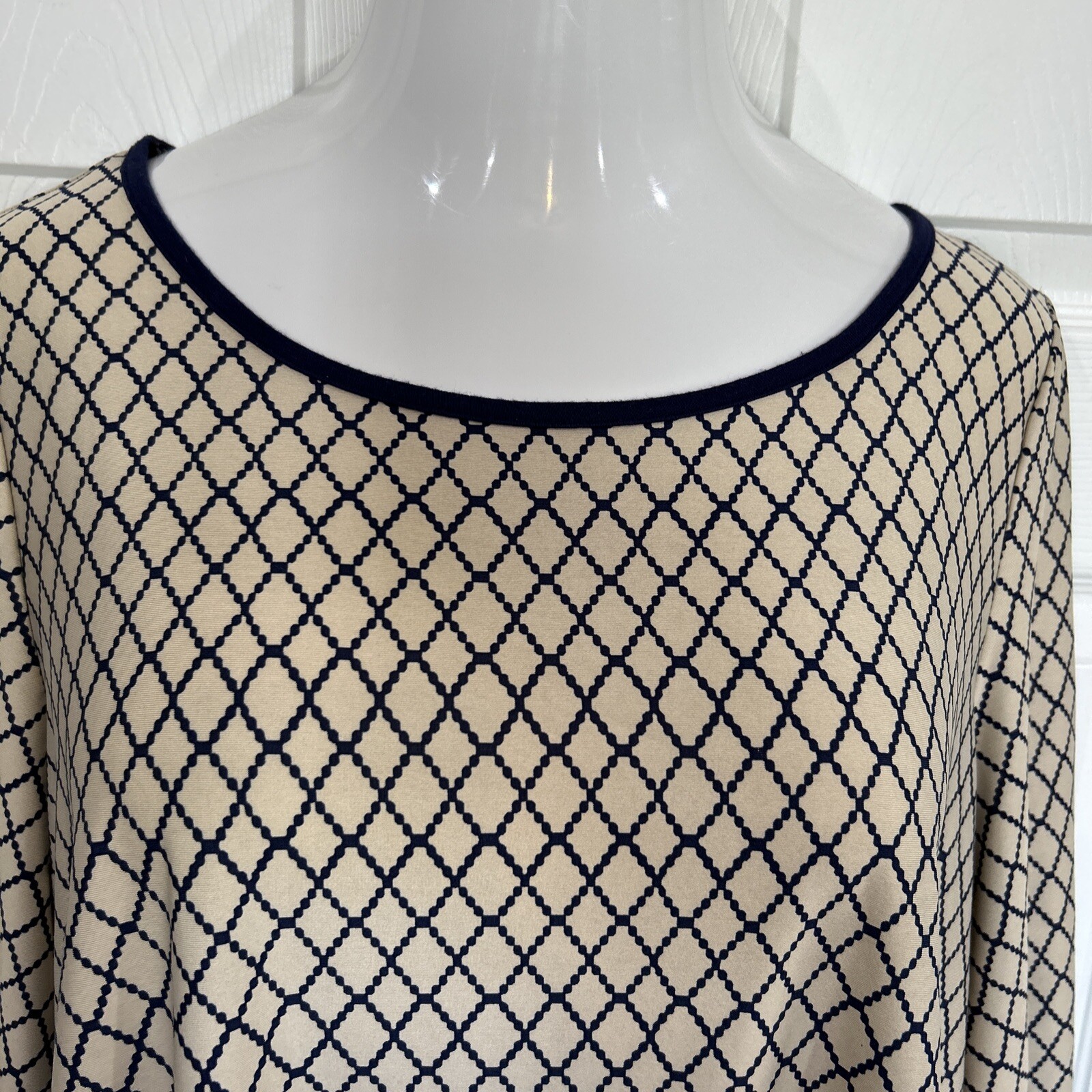 Emerald Stretch Tunic Blouse Trellis Geometric Print Top Women's Plus Size 2X