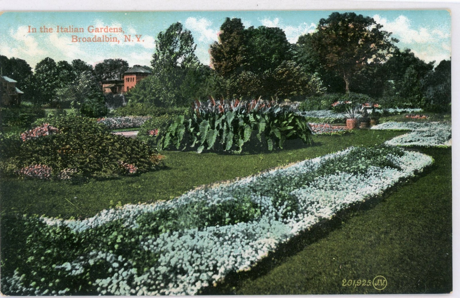 BROADALBIN NEW YORK NY "IN THE ITALIAN GARDEN" UNUSED UNDIVIDED BACK