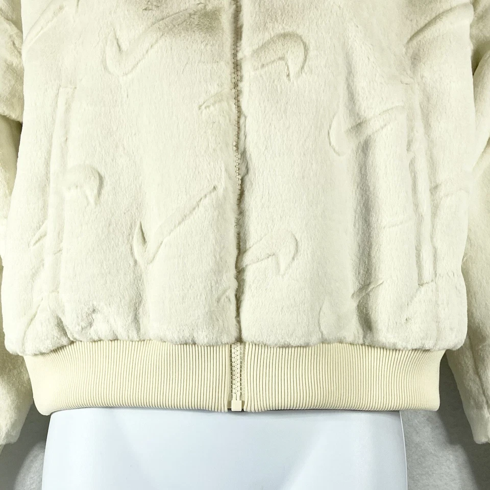 Nike Niños Chaqueta Niñas Mediana Beige Imitación Piel Cremallera Completa Firma Logo FJ6154-113 Foto 3 de 4