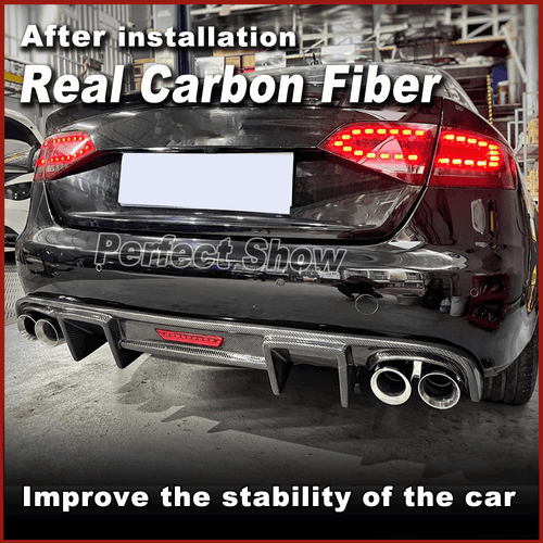 Carbon Heckdiffusor Diffusor Heckschürze Spoiler Lippe Passt für Audi S4 2008-12 - Picture 2 of 13