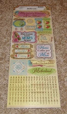 Bo Bunny Cardstock Sticker Sheet ~ C'est La Vie....Love You Mom.  