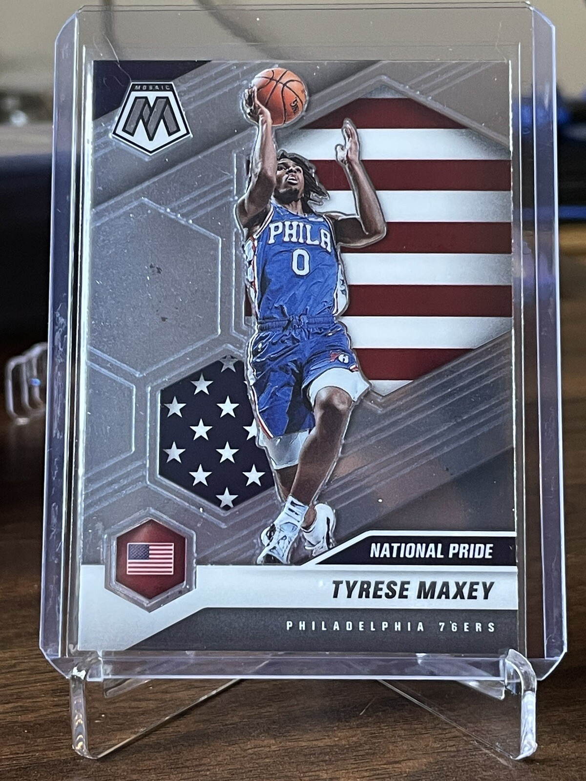 2020-21 Panini Mosaic - #259 Tyrese Maxey (RC) National Pride