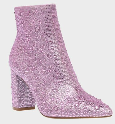 Blue by Betsey Johnson Cady Lt. Pink Rhinestone Embellished Dress Bootie, 9.5 M