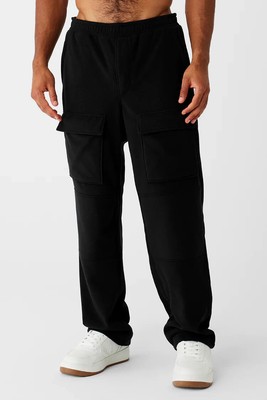 Alo Pants Mens XL Black Polar Fleece Ridge Cargo Loose Straight Leg Pockets  | eBay