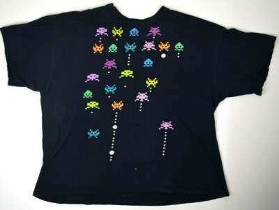 Vintage T-Shirt Space Invaders Size XL/2XL 90s Black retro70s Cobain Special