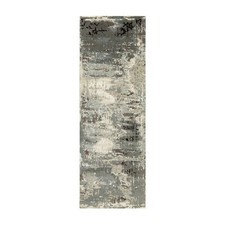 4' x 12' Hand Knotted Taupe Abstract Design Wool Silk Runner HiLow Rug R62034