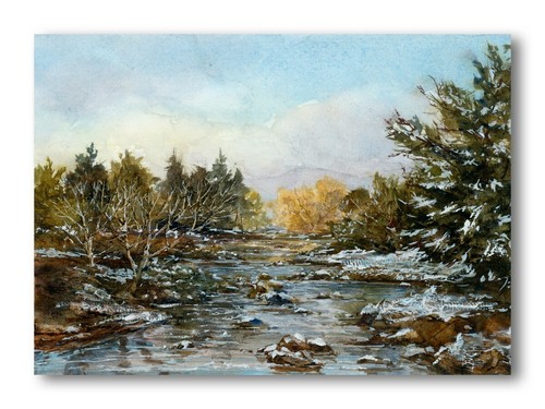 SEDONA SNOW Linda Henry Original WATERCOLOR Impressionist Art - Winter Landscape - Picture 5 of 5
