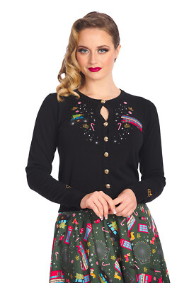 BANNED Apparel schwarze Rockabilly Vintage Retro The Queens Cab Damen Strickjacke