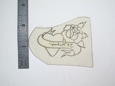 vtg 1960s 70s Tattoo Flash acetate stencil Heart Rose Banner signed HAR2