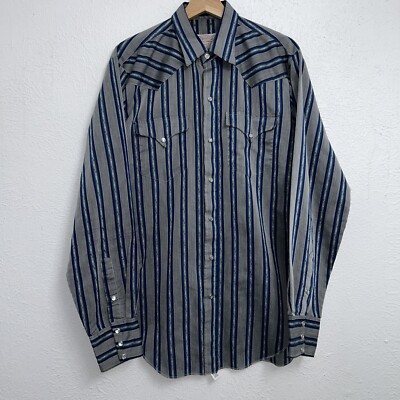 Vintage H Bar C Ranchwear Long Tail Pearl Snap Shirt Men s Sz Large 16-36