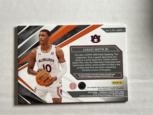 Jabari Smith Jr 2022-23 Panini Chronicles Limited Auto RC RPA /99 Jersey Auburn - Picture 2 of 3
