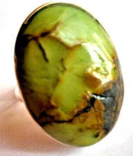 Bague en Turquoise du Tibet rustique 26x19mm-26.Cts-réglable- Argent massif