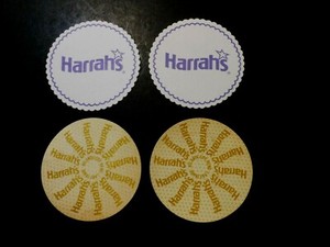 (4) CASINO BEER COASTERS HARRAH'S RENO, LAKE TAHOE & ATLANTIC CITY  lightly used