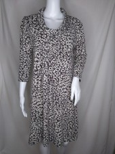 christopher & banks sweater dress 10 cowl shift animal print long sleeve EUC