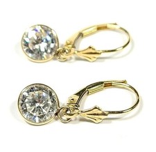 14k Yellow Gold Dangling Round Cubic Zirconia CZ Earrings
