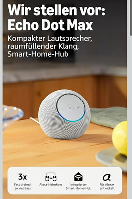Amazon Echo Dot Max Smart Lautsprecher Weiß Alexa Smart-Home-Hub WLAN