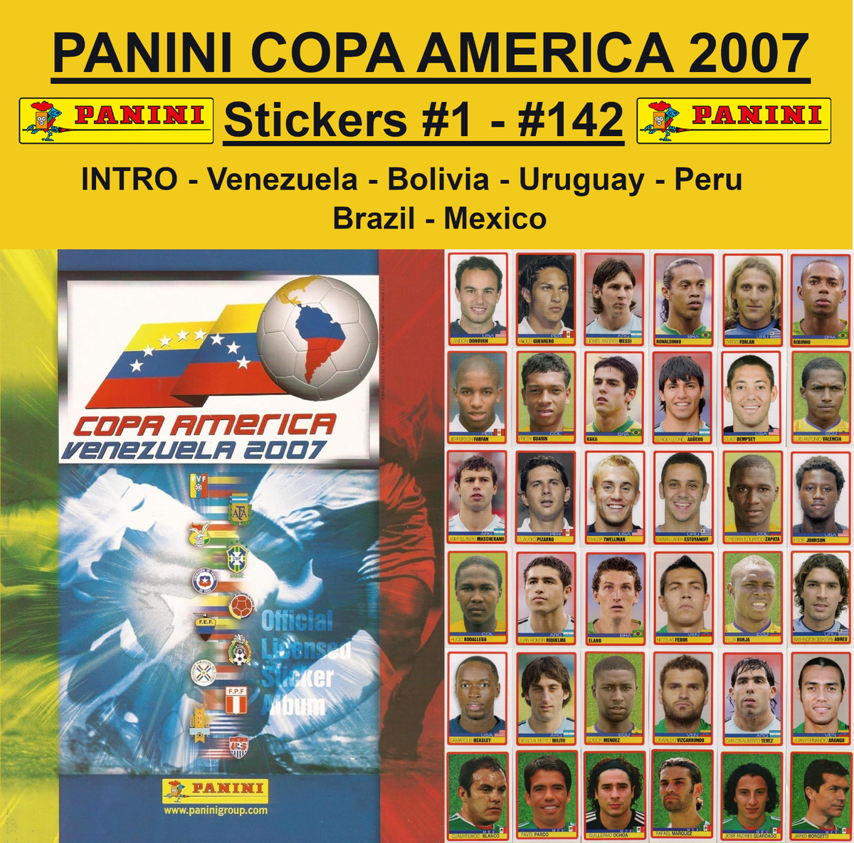 Panini Copa America Venezuela 2007 Stickers #1 #142