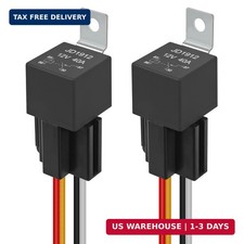 2pcs Car Relay Harness 12v 40a Spst 4 Pin Kit 12awg Wires With Built-in Diode Wa