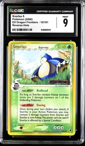 2006 Pokémon Snorlax δ Reverse Holo EX Dragon Frontiers 10/101 CGC 9