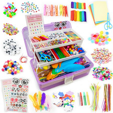 Arts and Crafts Supplies for Kids 1000 Pcs DIY Craft Kit Storage Box Girls Boys