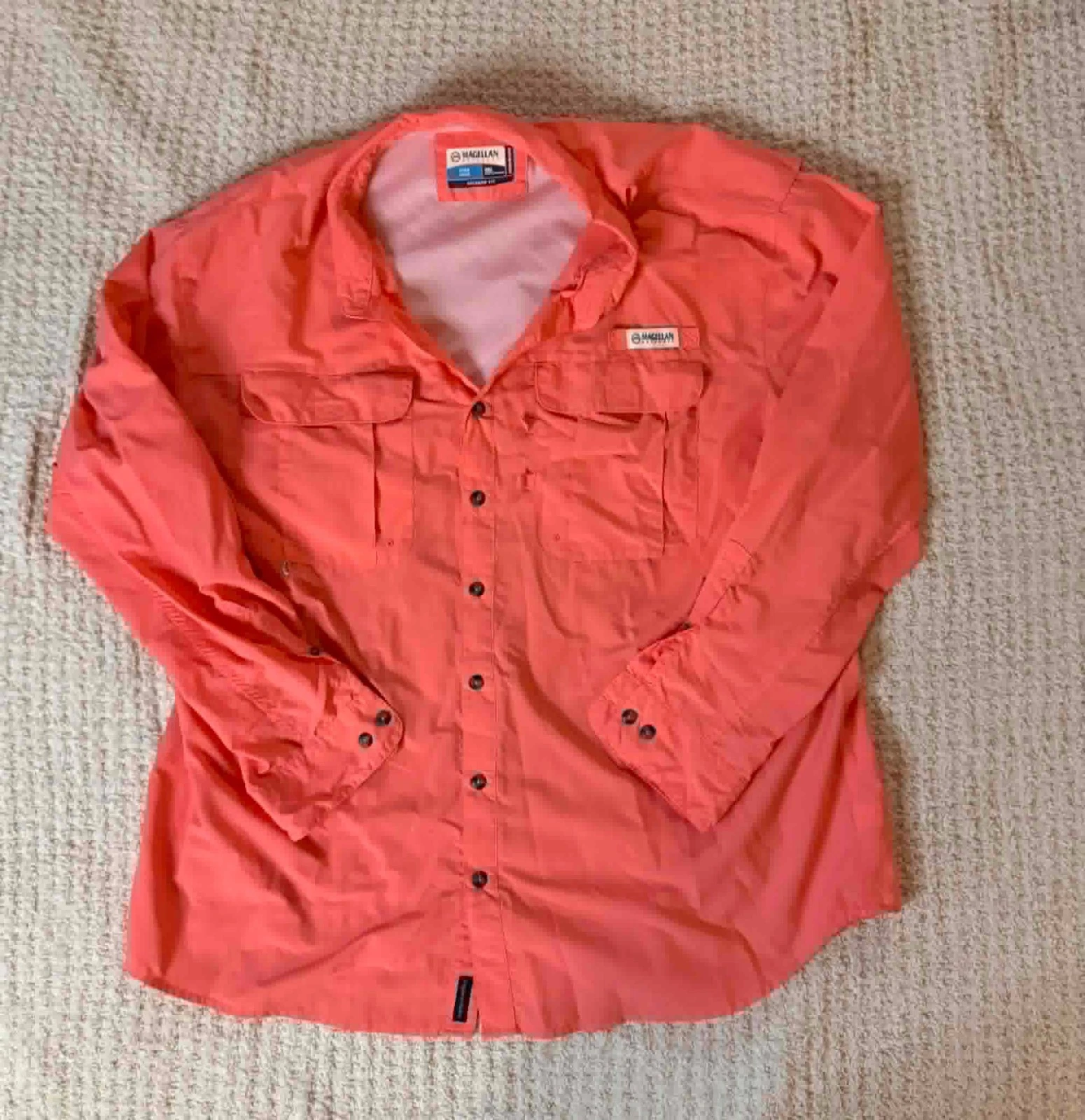 Magellan Fishing Shirt Mens 2XL Coral Orange Vented Fish Gear Outdoor