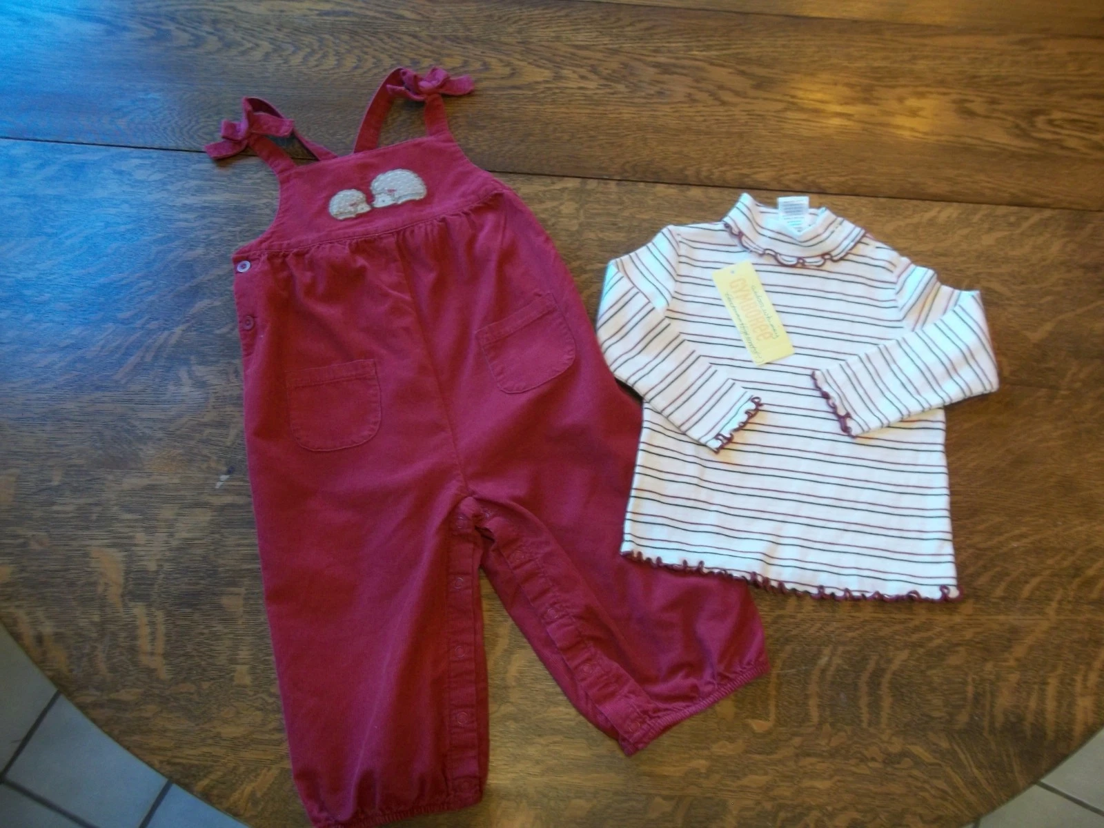 Gymboree Outdoor Whimsy soft wale corduroy overall turtleneck top 12-18 hedgehog