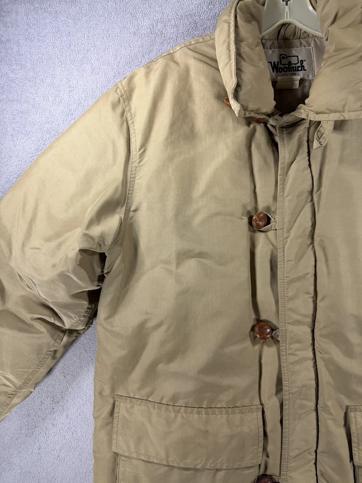 Vintage Woolrich Men's Goose Down Parka Coat Jacket Tan Size Medium USA Made - Image 3 of 4