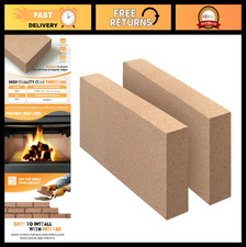 Ladrillos contra incendios aislantes 9"x4,5"x1,25" - Paquete de 2 repuestos de arcilla para estufas de leña,