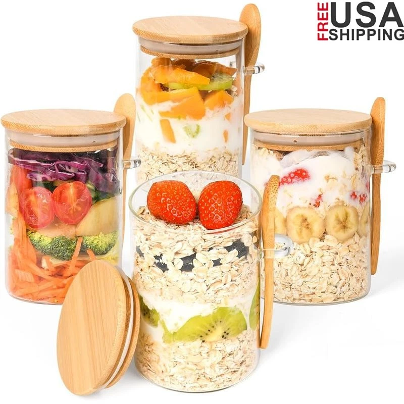 Overnight Oats Jars W/ Lids Meal Prep Containers Chia Pudding Salad Storage New
Opens in a new windo