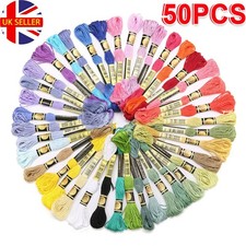50 Skeins Embroidery Thread Random Colors for Knitting Cross Stitch Project UK