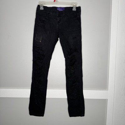 Miley Cyrus Max Azria Skinny Jeans Womens 3 Black Distressed Safety Pin MM357200