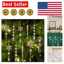 18-Piece Champagne Crystal Snowflake  Icicle Ornament Set for Christmas Tree